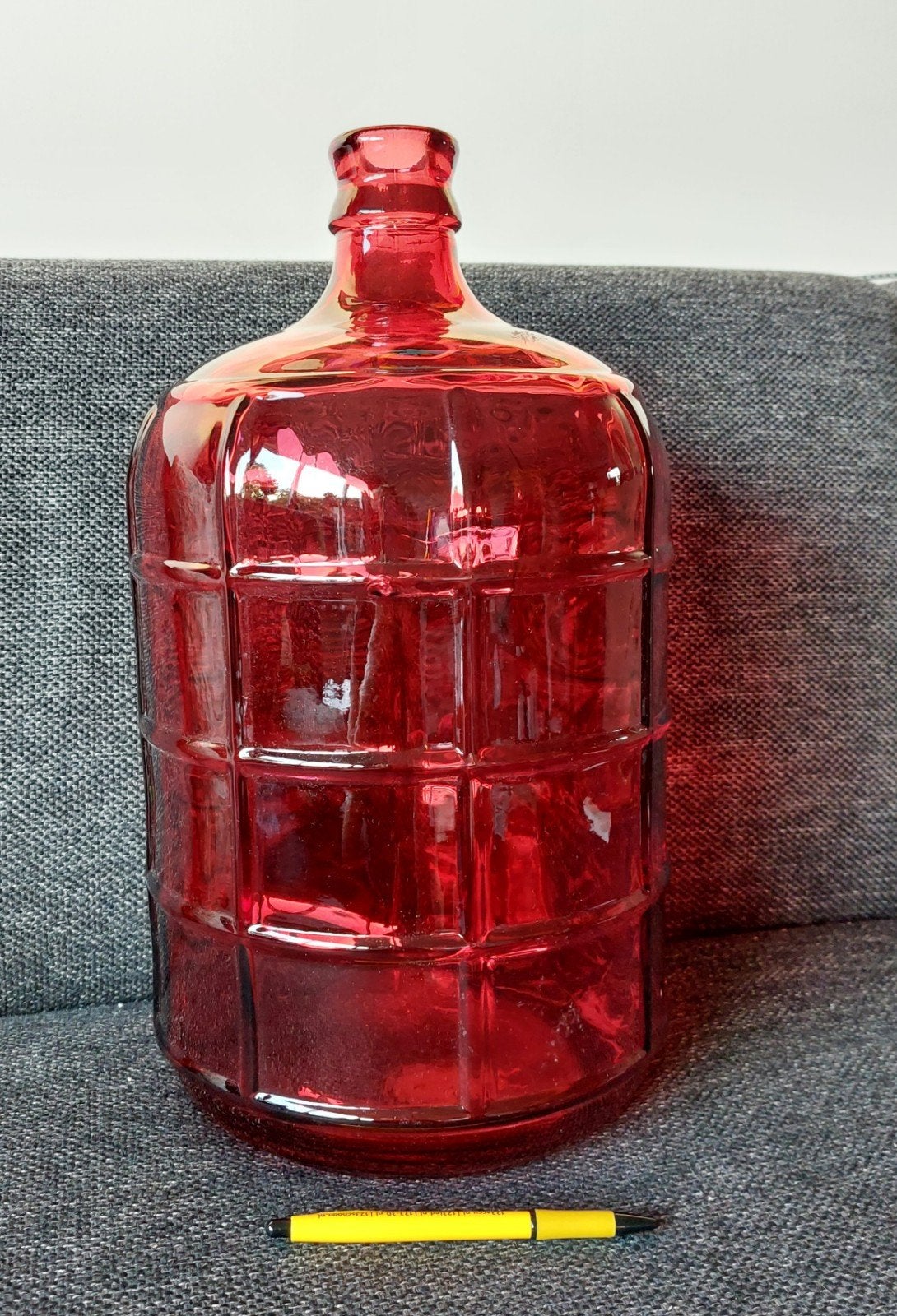 Grote rode glazen fles/vaas, Antiek en Kunst, Ophalen of Verzenden