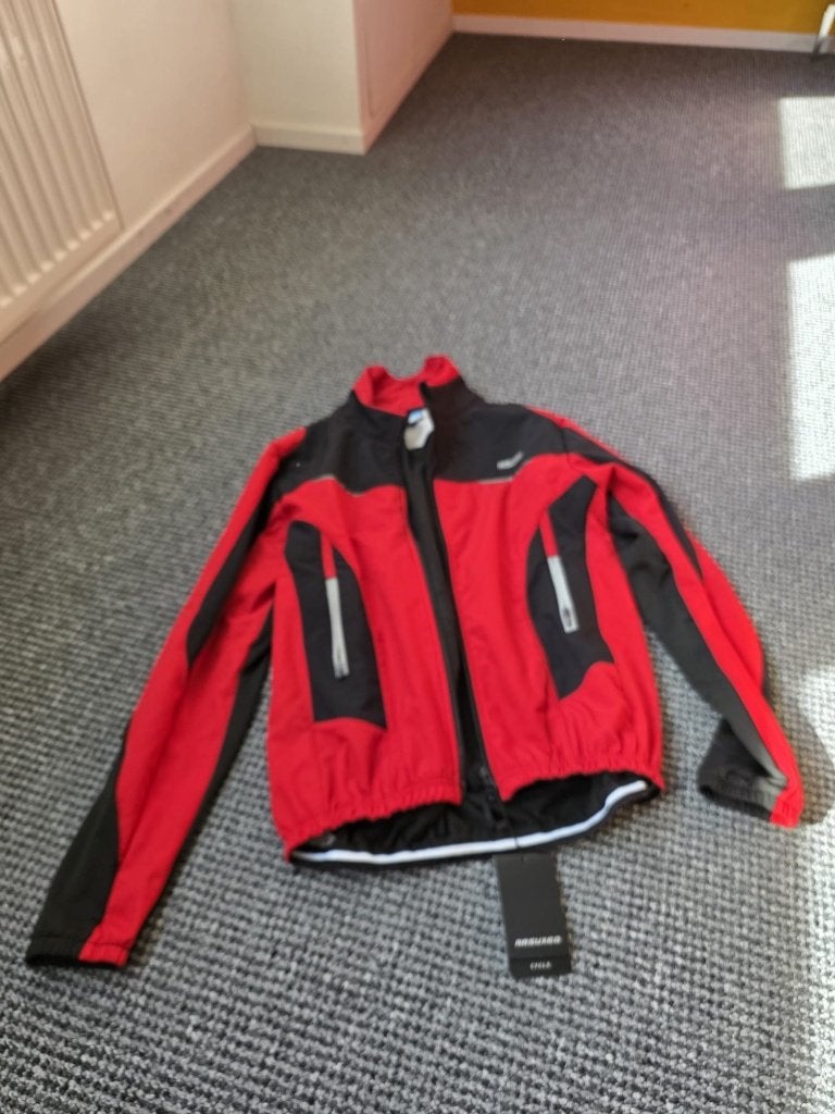 ARSUXEO fietsjack lange mouw M rood zwart met rits + zakken, Arsuxeo, Nieuw, Ophalen of Verzenden, Bovenkleding