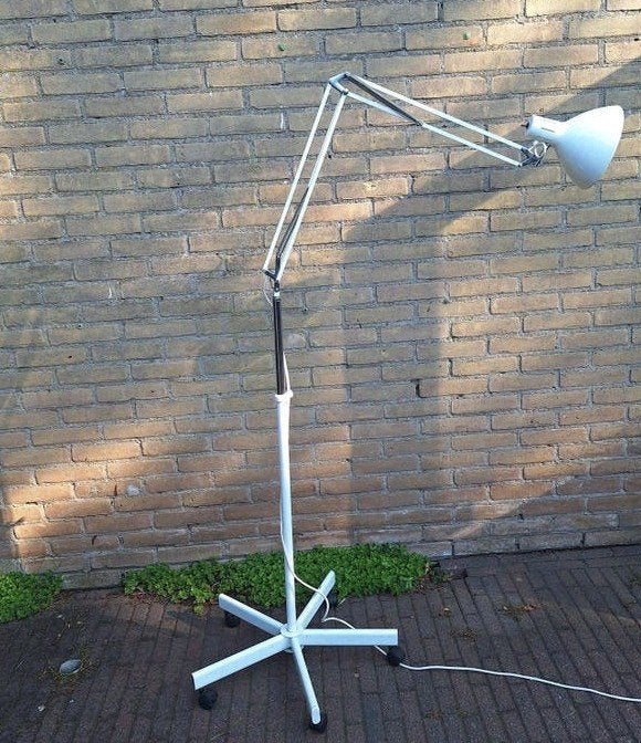 Hala verrijdbare lamp werklamp wit, Ophalen, Gebruikt, Vintage industrieel, Minder dan 100 cm