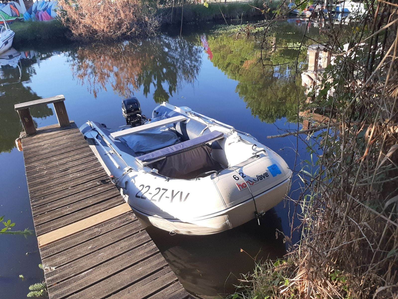 Mooie Honwave T40 met Mercury 20 pk en strandtrailer, Ophalen, 10 tot 30 pk, Viertaktmotor, Zo goed als nieuw