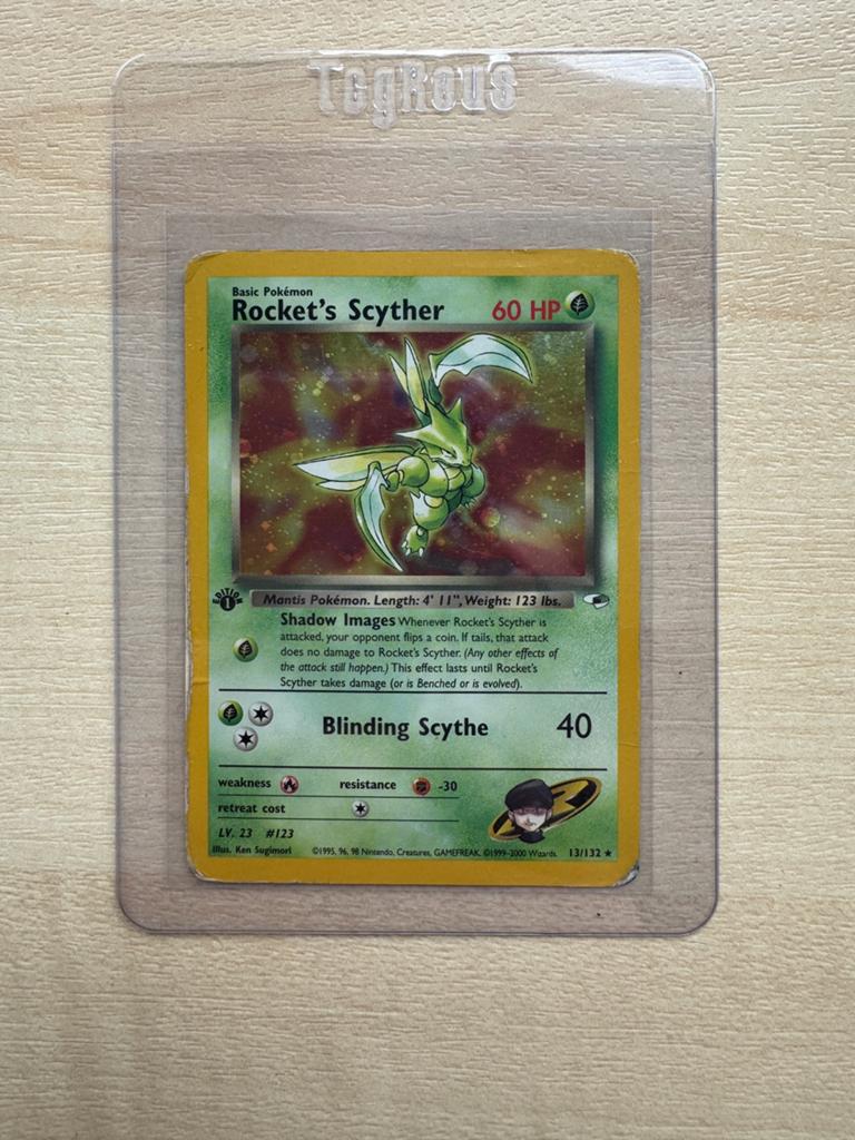Pokemon Rocket’s Scyther 1st Edition Gym Heroes, Ophalen of Verzenden, Zo goed als nieuw