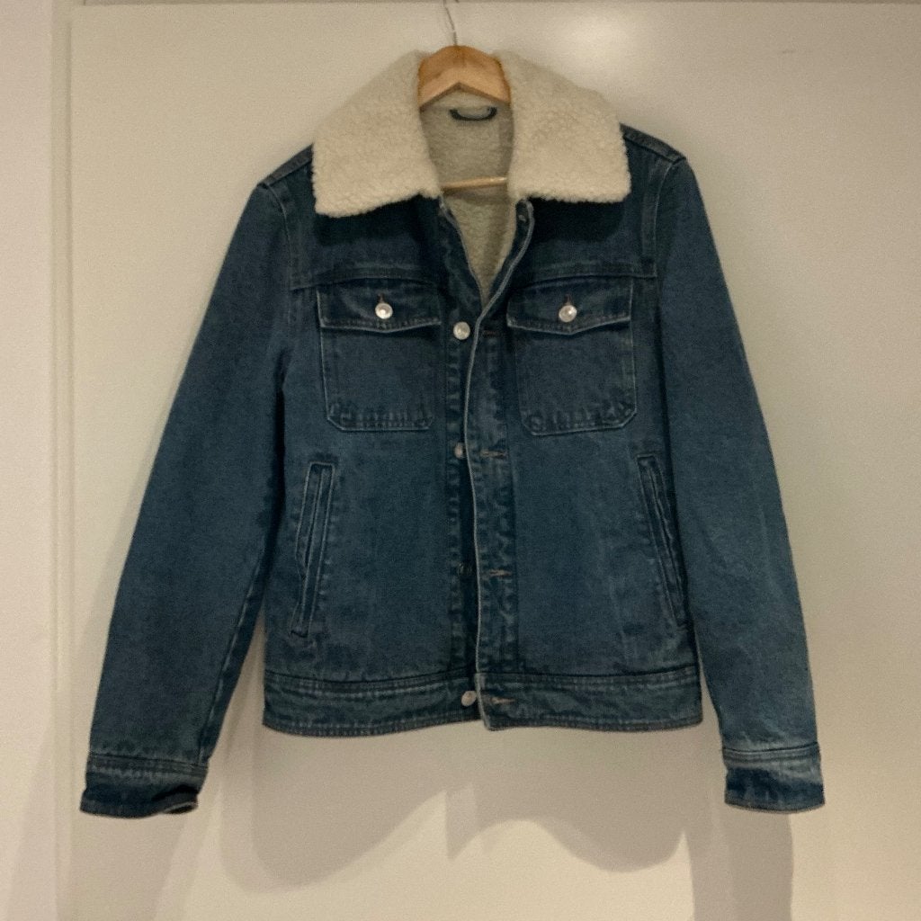 Denim Jacket with Sherpa Collar, Kleding | Dames, Ophalen, Mango, Blauw, Maat 34 (XS) of kleiner