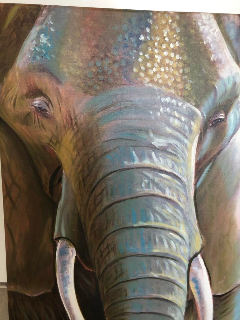 Schilderij olifant, Antiek en Kunst, Kunst | Schilderijen | Klassiek, Ophalen