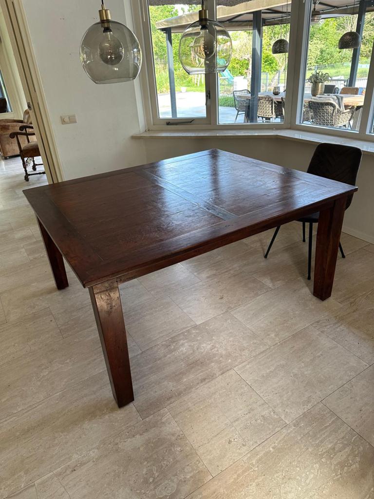 Eetkamertafel teakhout, Ophalen, Gebruikt, 100 tot 150 cm, Teakhout