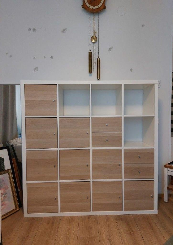 10x kallax LADES & 4x DEUREN inc. Inzetten eiken bruin Ikea, Ophalen, Zo goed als nieuw, Rechthoekig, Hout