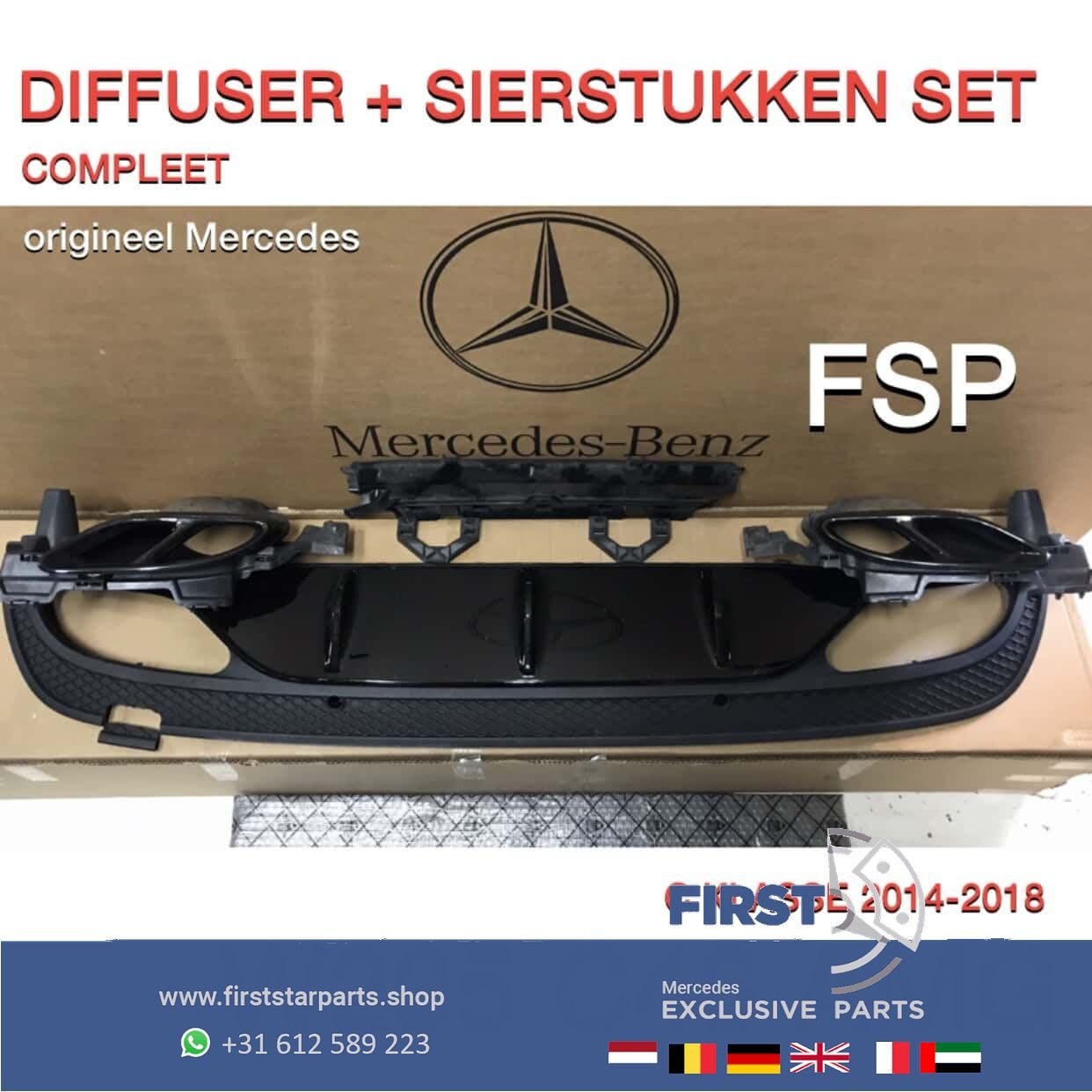 W205 DIFFUSER Achterskirt Bumper spoiler C43 AMG Mercedes C, Gebruikt, -, Ophalen of Verzenden, -