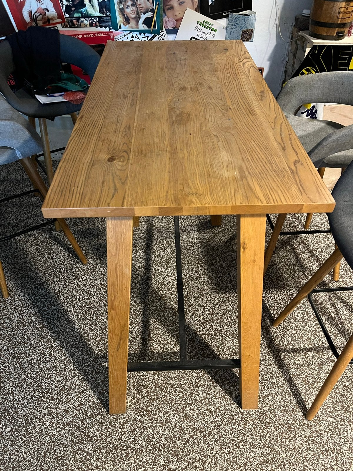 Liden bartafel eikenkleur met 4 stoelen - Gebruikt, Huis en Inrichting, Tafels | Eettafels, Ophalen, Gebruikt, 100 tot 150 cm