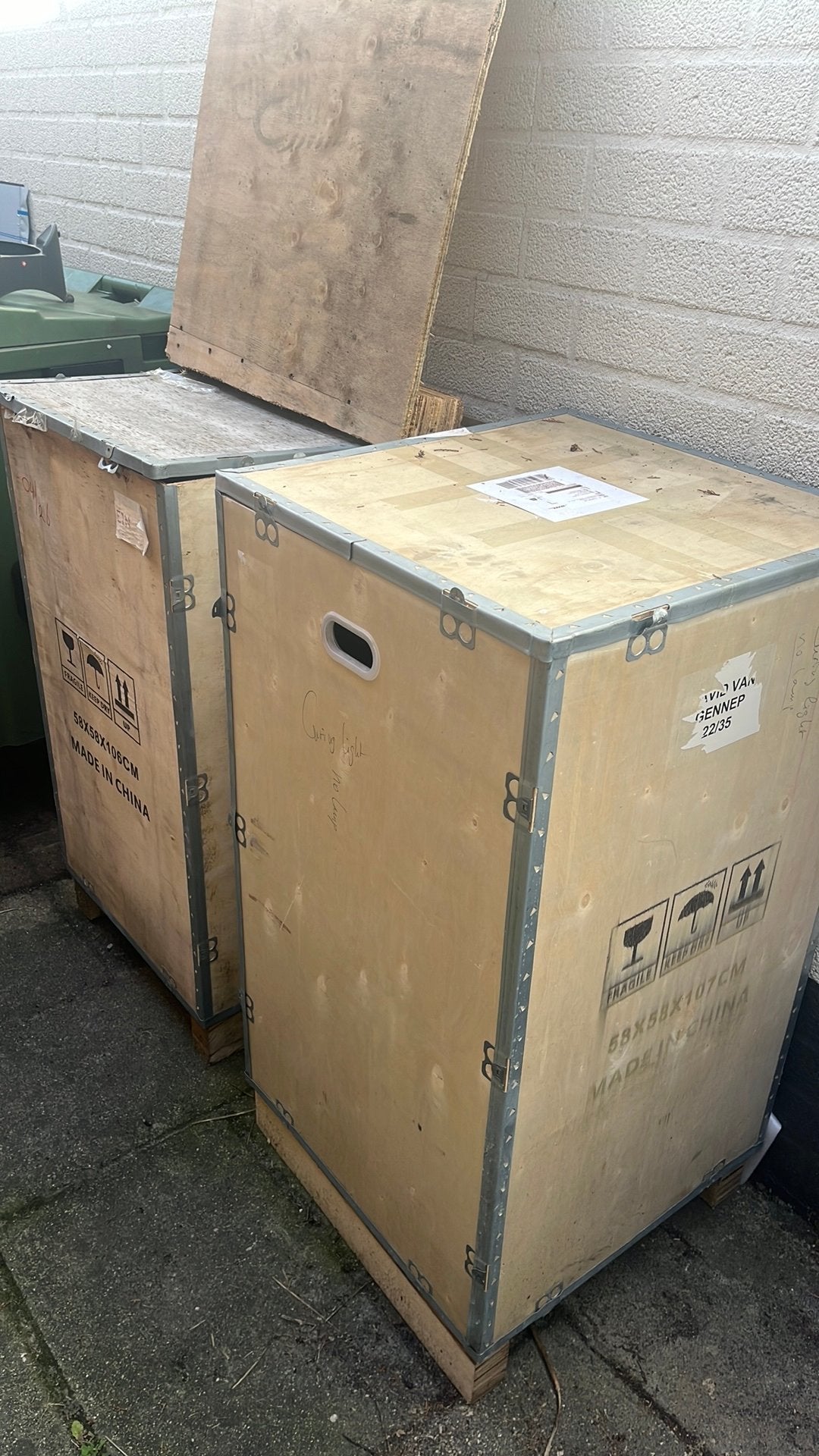Gratis ophalen, 2 transportkisten, Ophalen, Gebruikt, 100 cm of meer, 60 cm of meer
