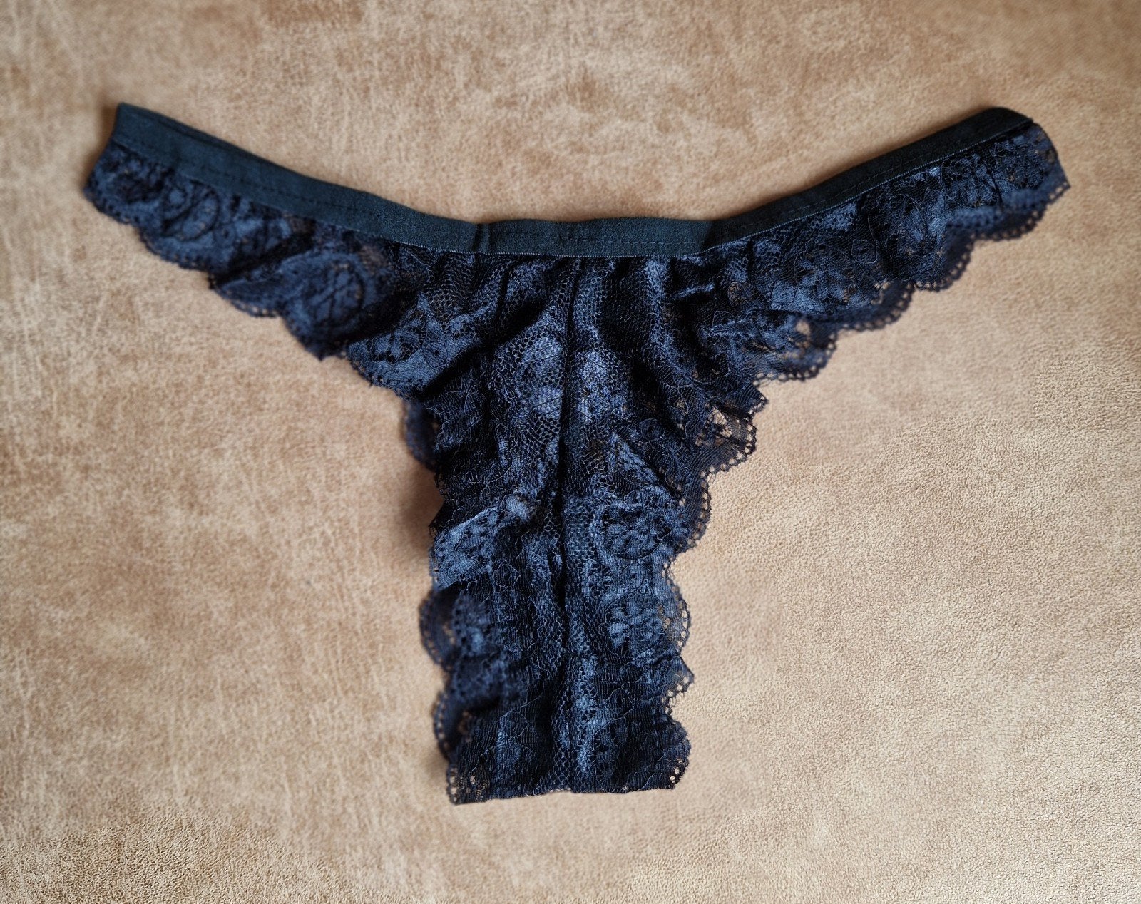Zwarte slip string maat 40 (XXL) met strik zwart NIEUW, Ophalen of Verzenden, Zwart, String