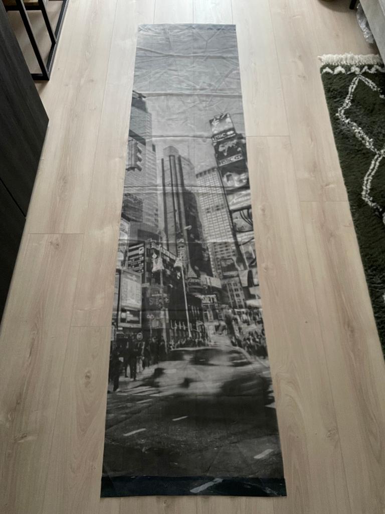 Banier Stof NY Print Zwart Wit 60 x 250 cm, Huis en Inrichting, Woonaccessoires | Wanddecoraties, Industrieel, Zwart, Nieuw, Ophalen of Verzenden