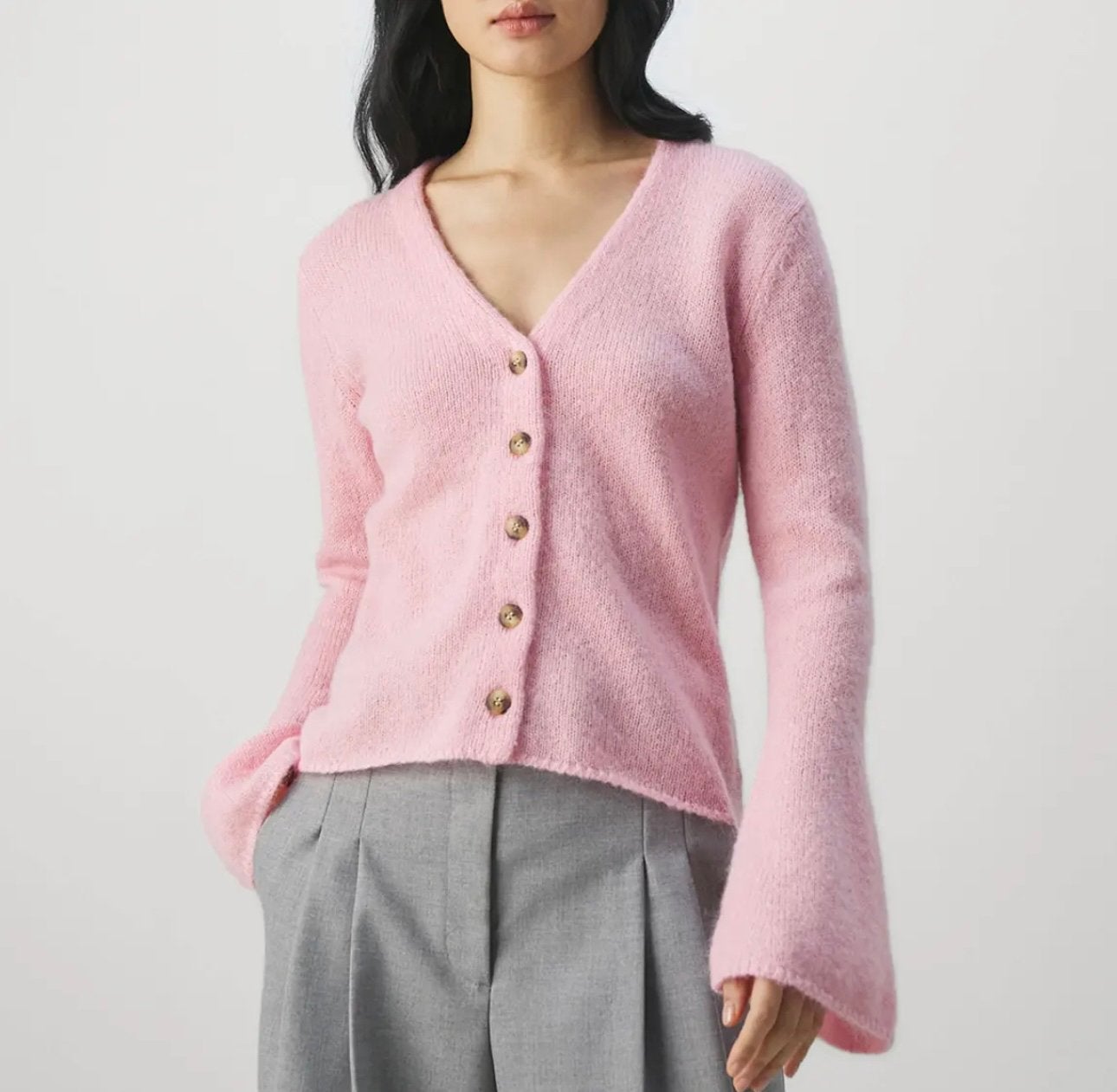 MALENE BIRGER Baby Pink Mohair Wool Cardigan Sweater Jumper, Ophalen of Verzenden, Zo goed als nieuw, Maat 36 (S), Roze