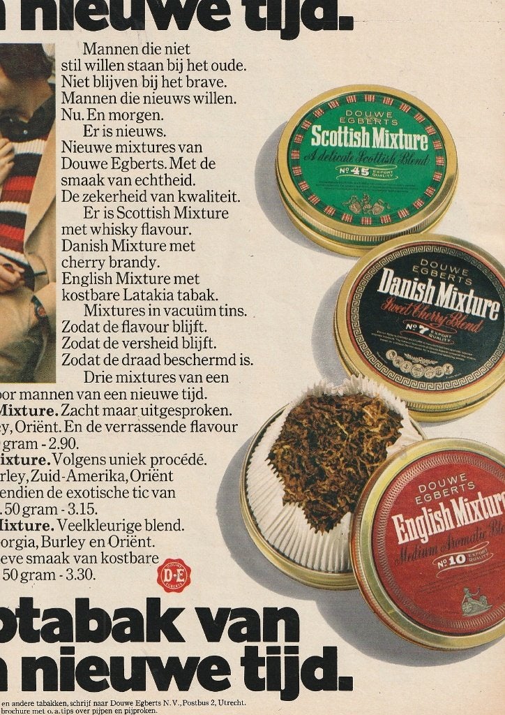 Retro reclame 1971 Douwe Egberts pijp tabak nieuwe tijd, Verzamelen, Verzenden, Overige typen