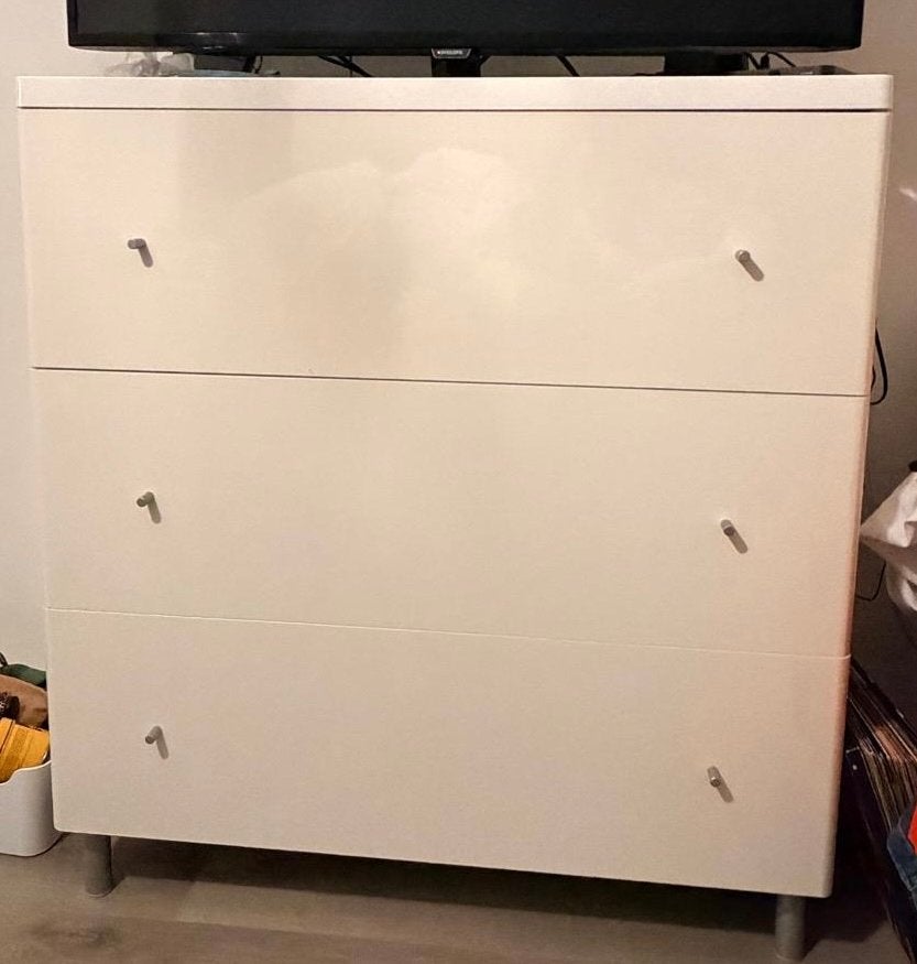 Witte ladekast met 3 laden, Ophalen, Kunststof, Gebruikt, 100 tot 150 cm