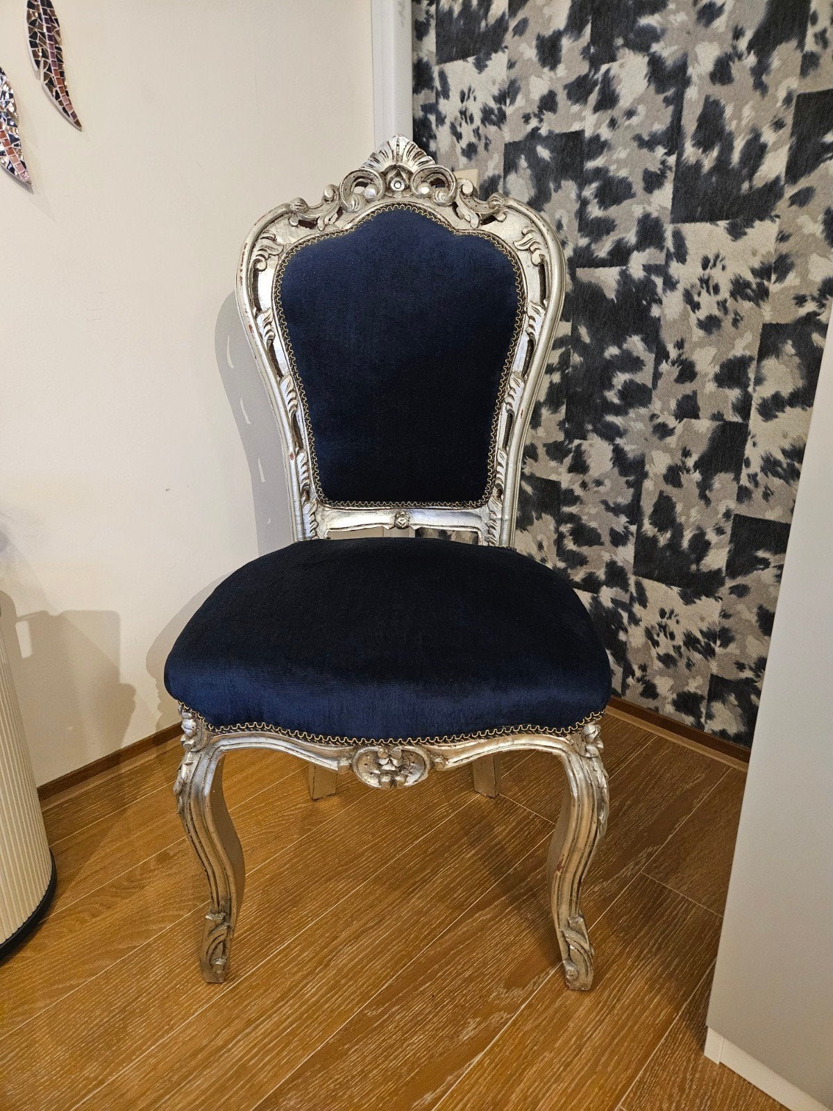 barok stoel blauw zilver, Huis en Inrichting, Ophalen, Barok, Blauw, Zo goed als nieuw