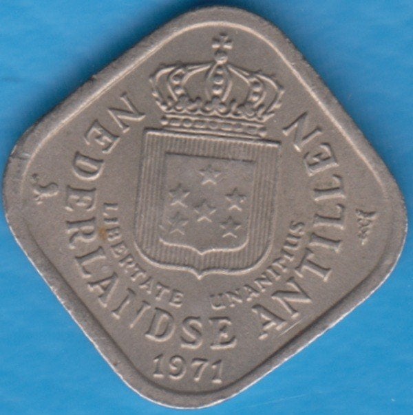 Nederlandse Antillen 5 cent 1971, Scho. 1510 in munthouder, Ophalen of Verzenden, Koningin Juliana, 5 cent, Losse munt