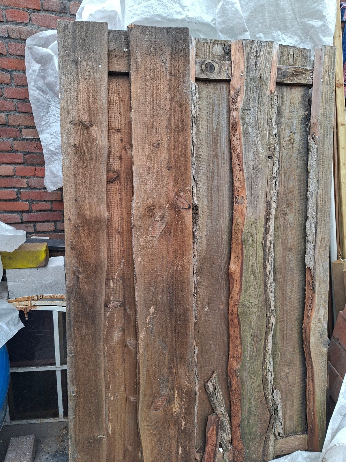 Douglas houten panelen en poort met slot, Ophalen, Gebruikt, 120 cm of meer, Overige typen