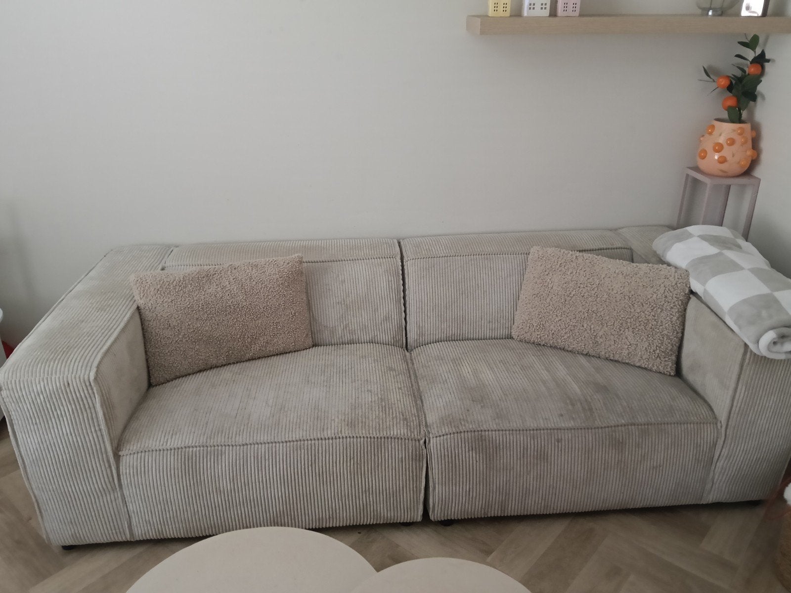 Nette ribstof bank, Modern, Comfortabel, Gebruikt, Driepersoons, 75 tot 100 cm