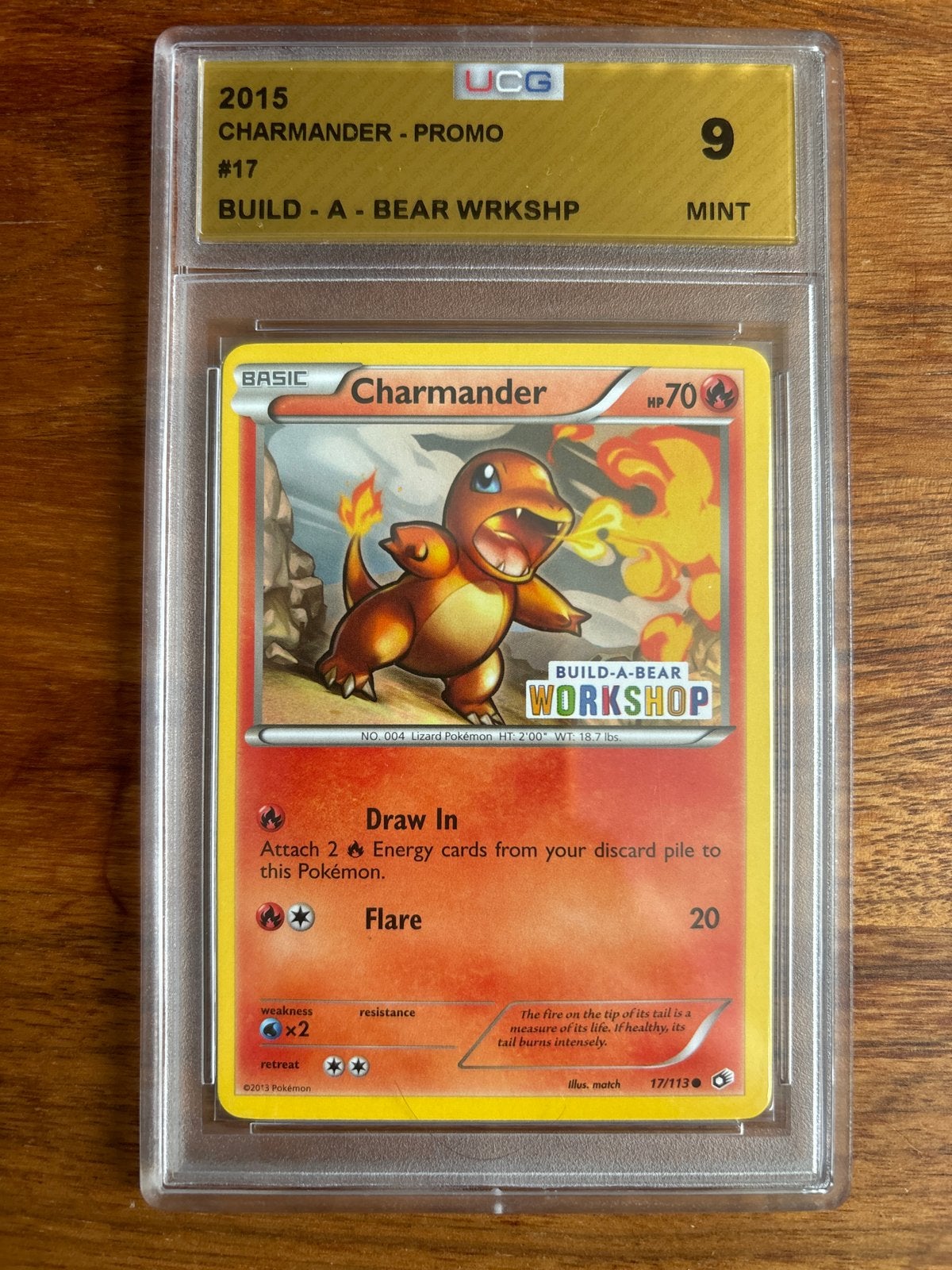 2015 Charmander Promo #17 Build-A-Bear UCG 9 Mint, Ophalen of Verzenden, Zo goed als nieuw, Losse kaart