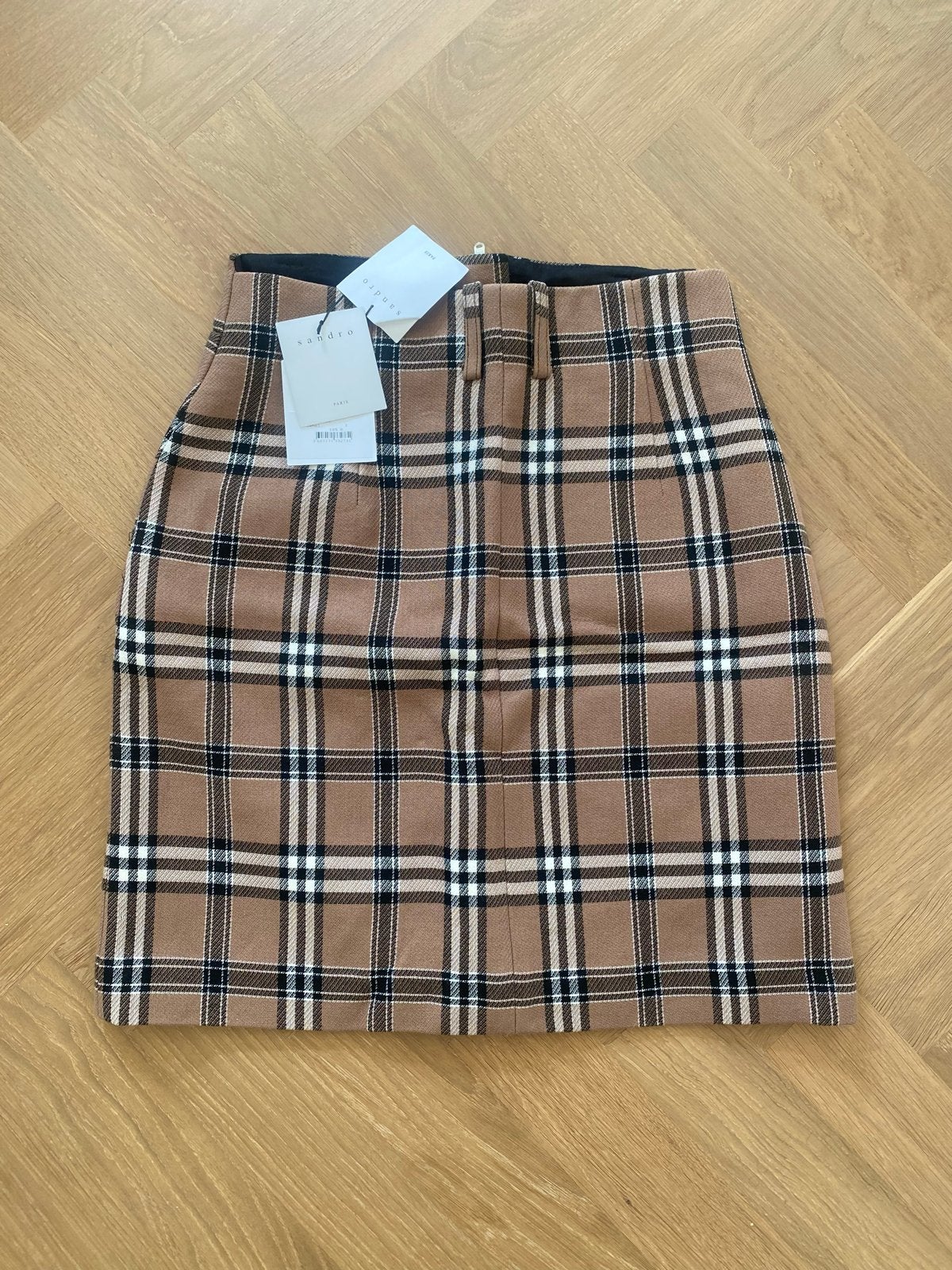 Sandro geruite mini-rok - Ongedragen, Bruin, Nieuw, Ophalen of Verzenden, Maat 36 (S)
