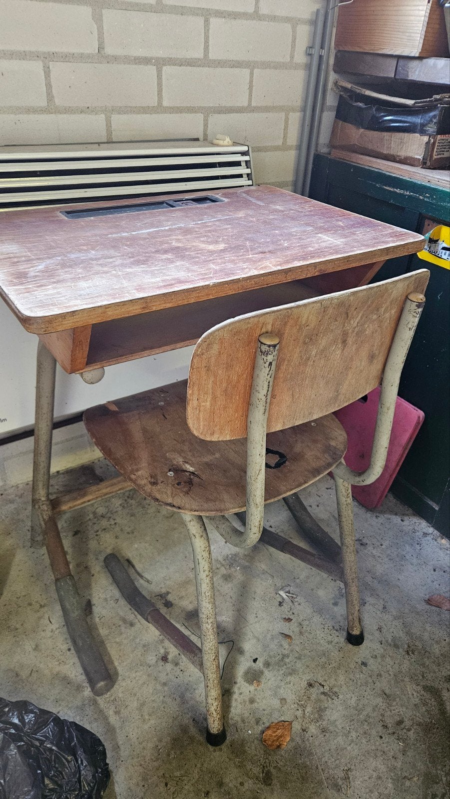 Retro schooltafeltje met stoeltje, Antiek en Kunst, Ophalen