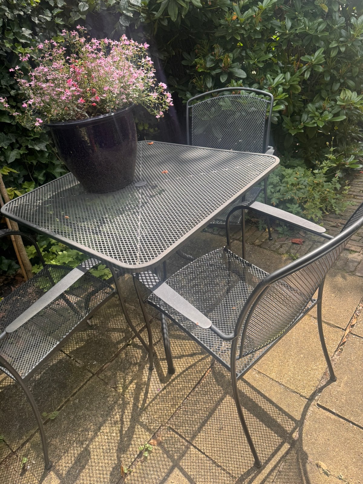 kettler tuintafel 90x90 incl 4 stoelen, Ophalen, Gebruikt