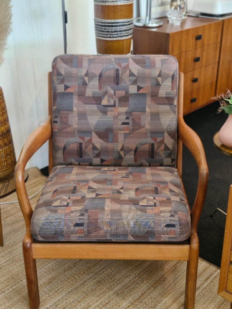 Vintage Deens design Fauteuil J. Olson & Son teak, Ophalen, Gebruikt, ., Vintage