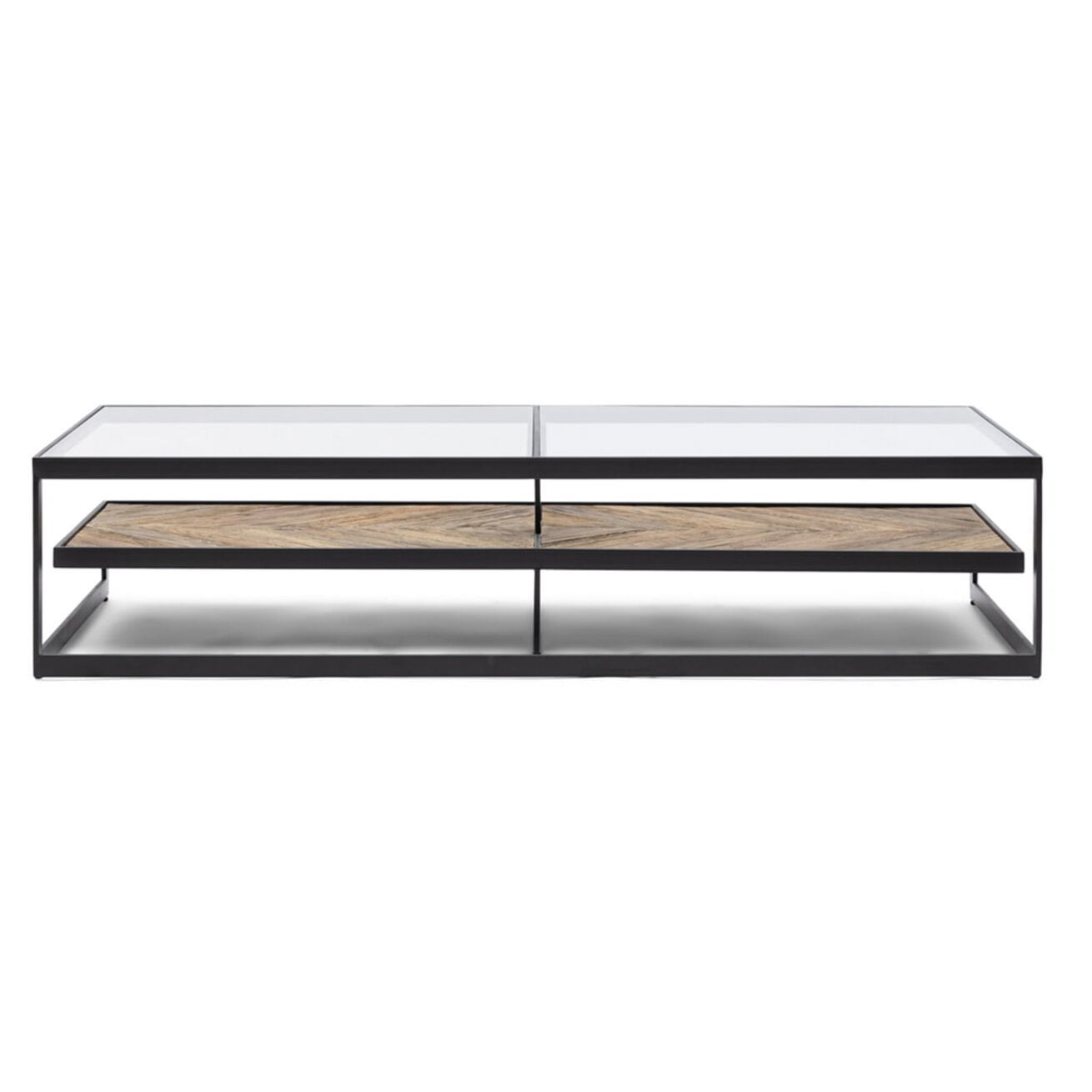 Salontafel Graydon Essenhout en Glas - Riviera Maison, Ophalen, 50 tot 100 cm, Zo goed als nieuw, 150 tot 200 cm