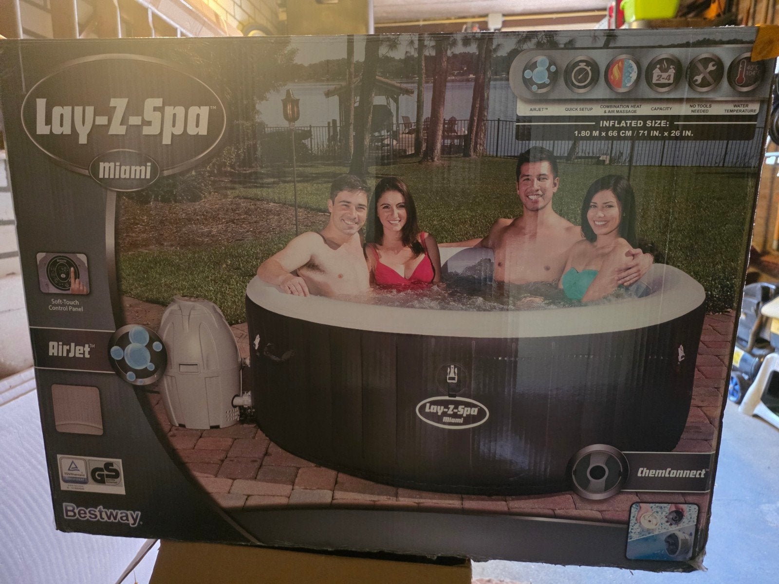 Lay-Z-Spa Miami Opblaasbare Jacuzzi, Ophalen, Gebruikt, Afdekzeil, Opblaasbaar