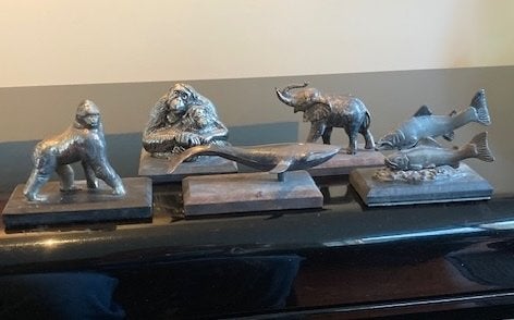 5 beeltjes WWF verzilverde dieren, Ophalen of Verzenden, Wild dier, Beeldje of Figuurtje