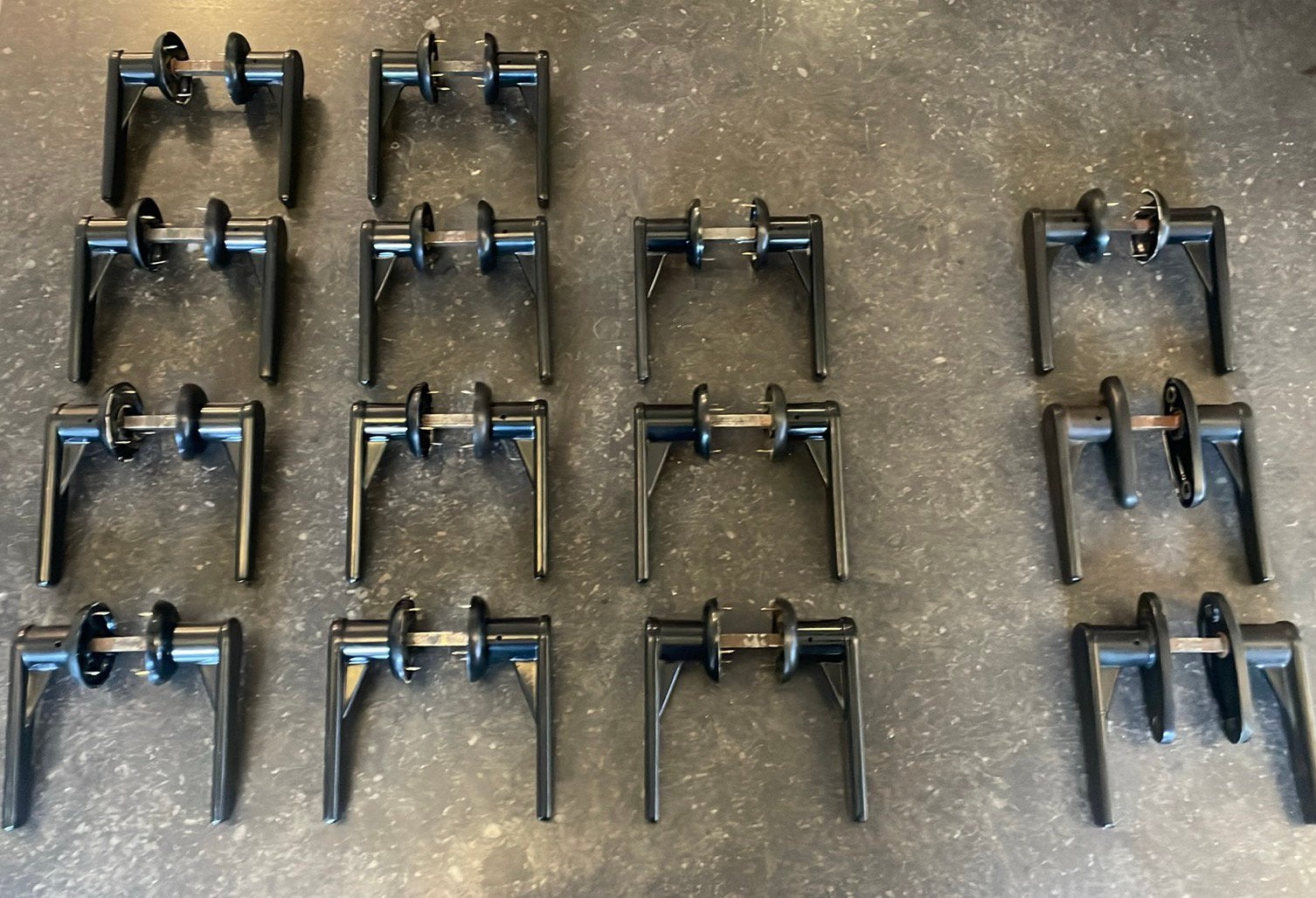 1 - 4x set NEDAP Deurklinken Bakeliet Jaren 50 design antiek, Ophalen of Verzenden