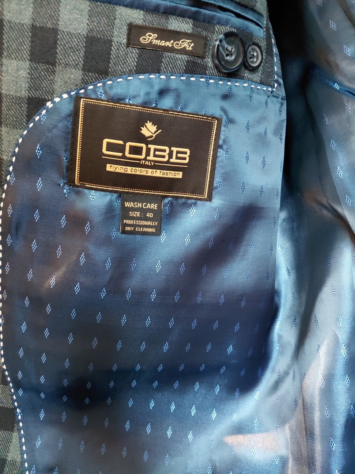 Heren colbert Cobb Italy Smart Fit geruit maat 40, Cobb Italy, Ophalen of Verzenden, Zo goed als nieuw, Grijs