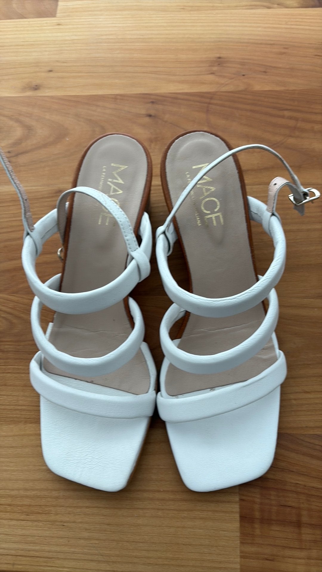 Witte sandalen met sleehak maar 39, Ophalen of Verzenden, Zo goed als nieuw, Wit, Sandalen of Muiltjes