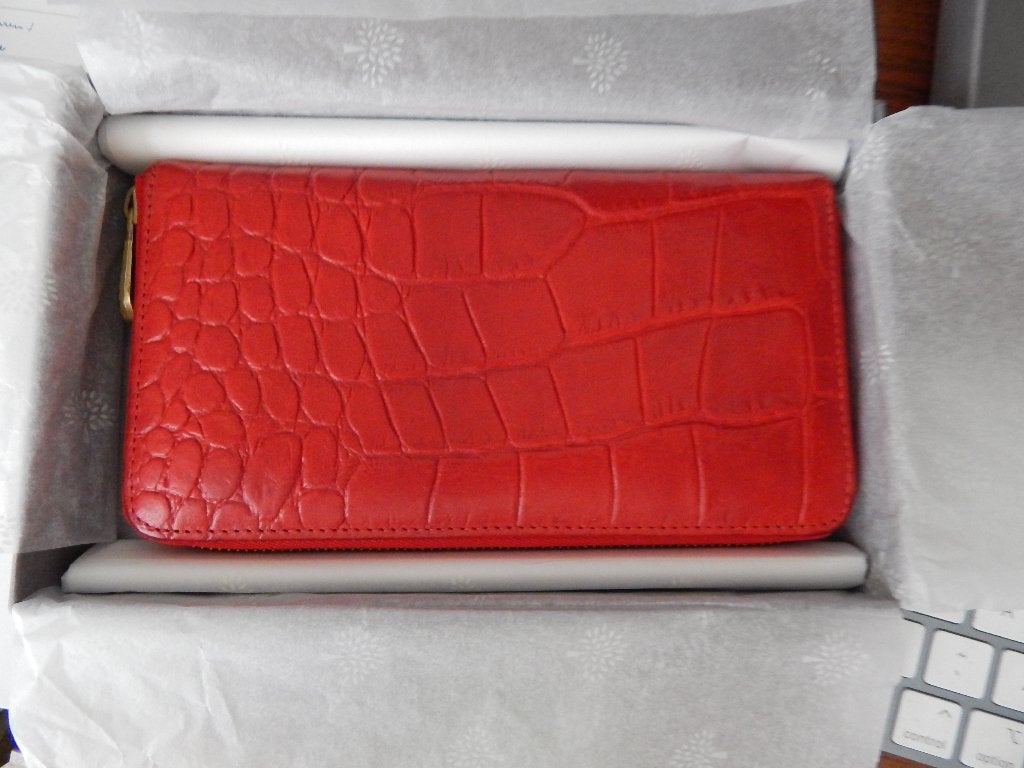 Mulberry rode portemonnee in doosje, Verzenden, Gebruikt, Rood
