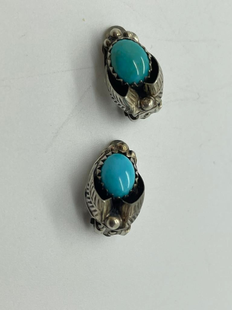 D783 Prachtige zilveren navajo clip oorbellen, Ophalen of Verzenden, X, Met edelsteen, Zilver