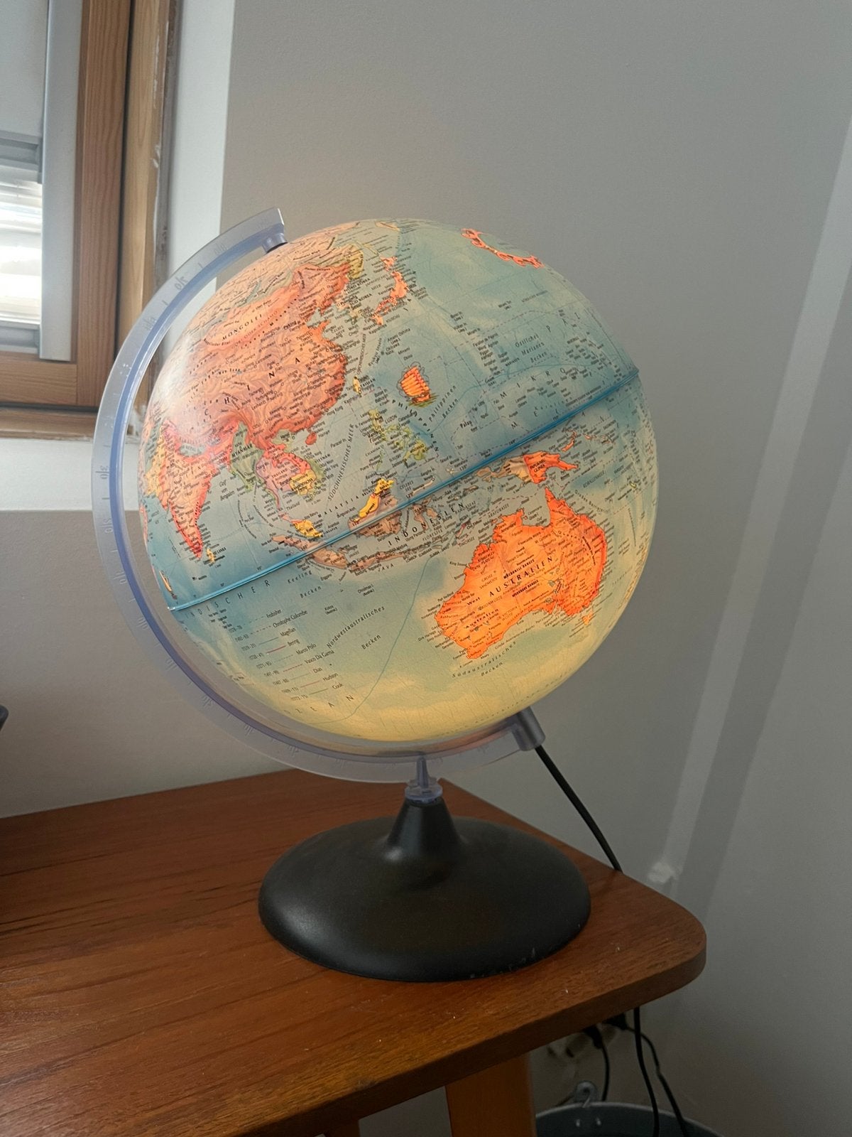 Vintage wereldbol lamp, Ophalen, Kunststof, Overige typen, Draaibaar