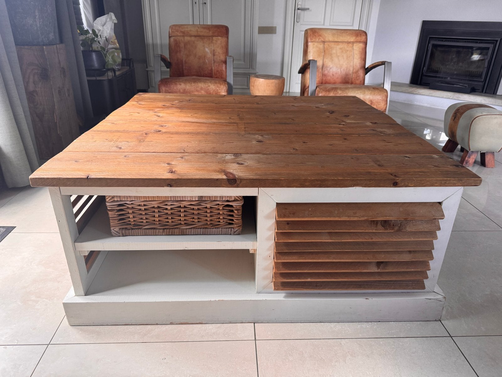Oldambt salontafel 120x120 - robuust en sfeervol, Ophalen, Gebruikt, Vierkant, Landelijk