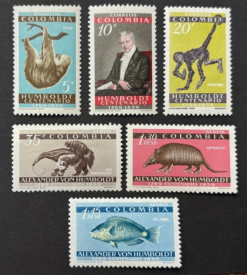 1960 COLOMBIA Alexander von Humboldt Michel 901-906 ongebrui, Verzenden, Zuid-Amerika