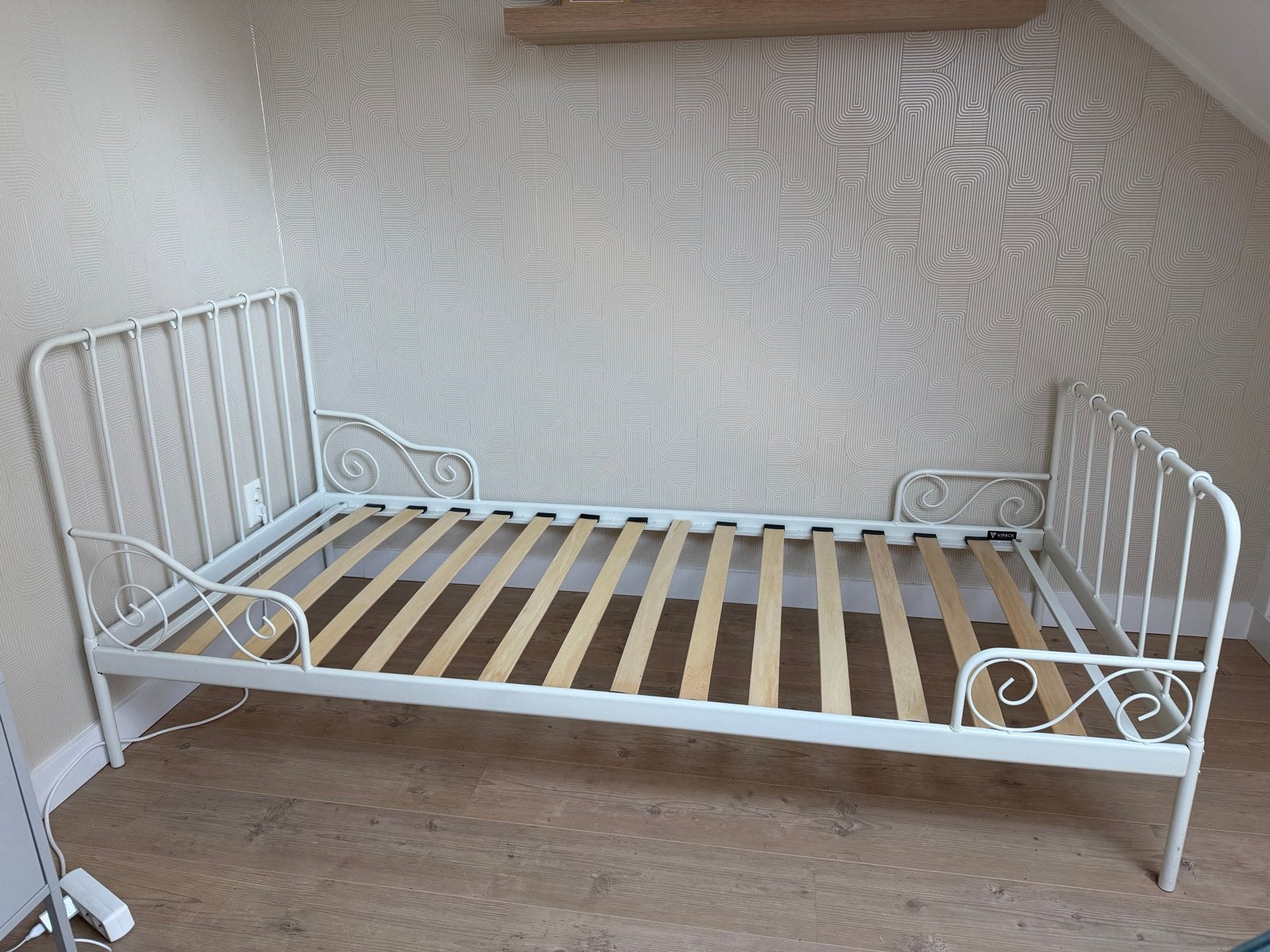 Vipack stalen bed eenpersoons incl ikea matras, Ophalen, Gebruikt, 90 cm, Eenpersoons