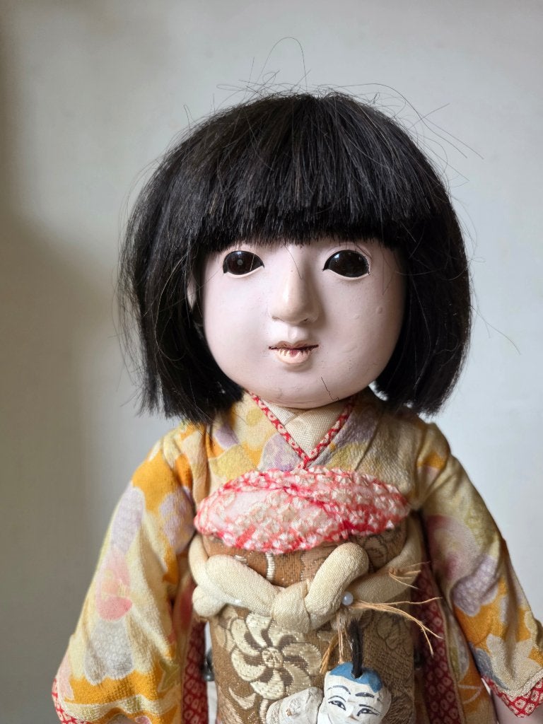 Antieke pop, ichimatsu gofun geisha, 42 cm, Ophalen of Verzenden, Gebruikt, Pop