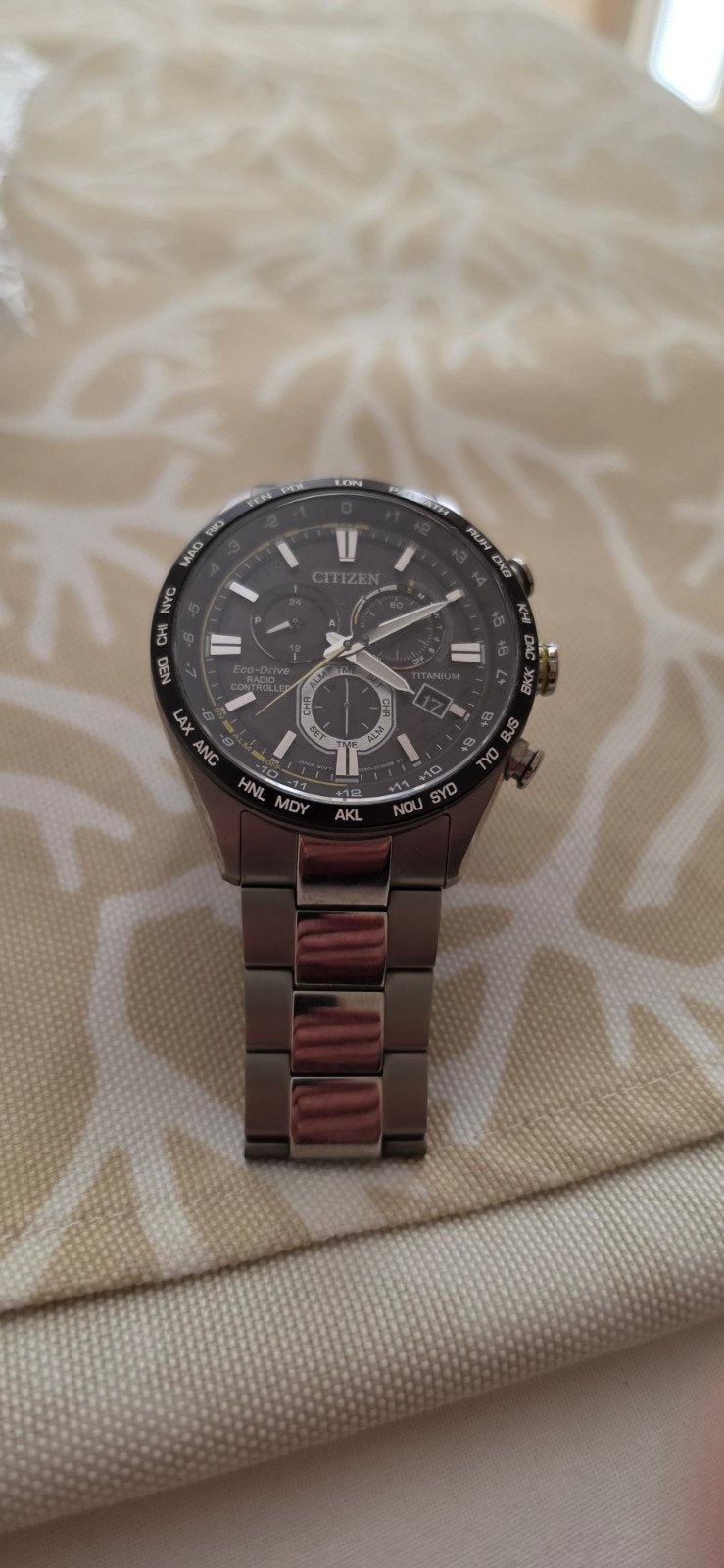 Citizen Eco-Drive Radio Controlled Titanium CB5947-80E., Staal, Ophalen of Verzenden, Zo goed als nieuw, Polshorloge