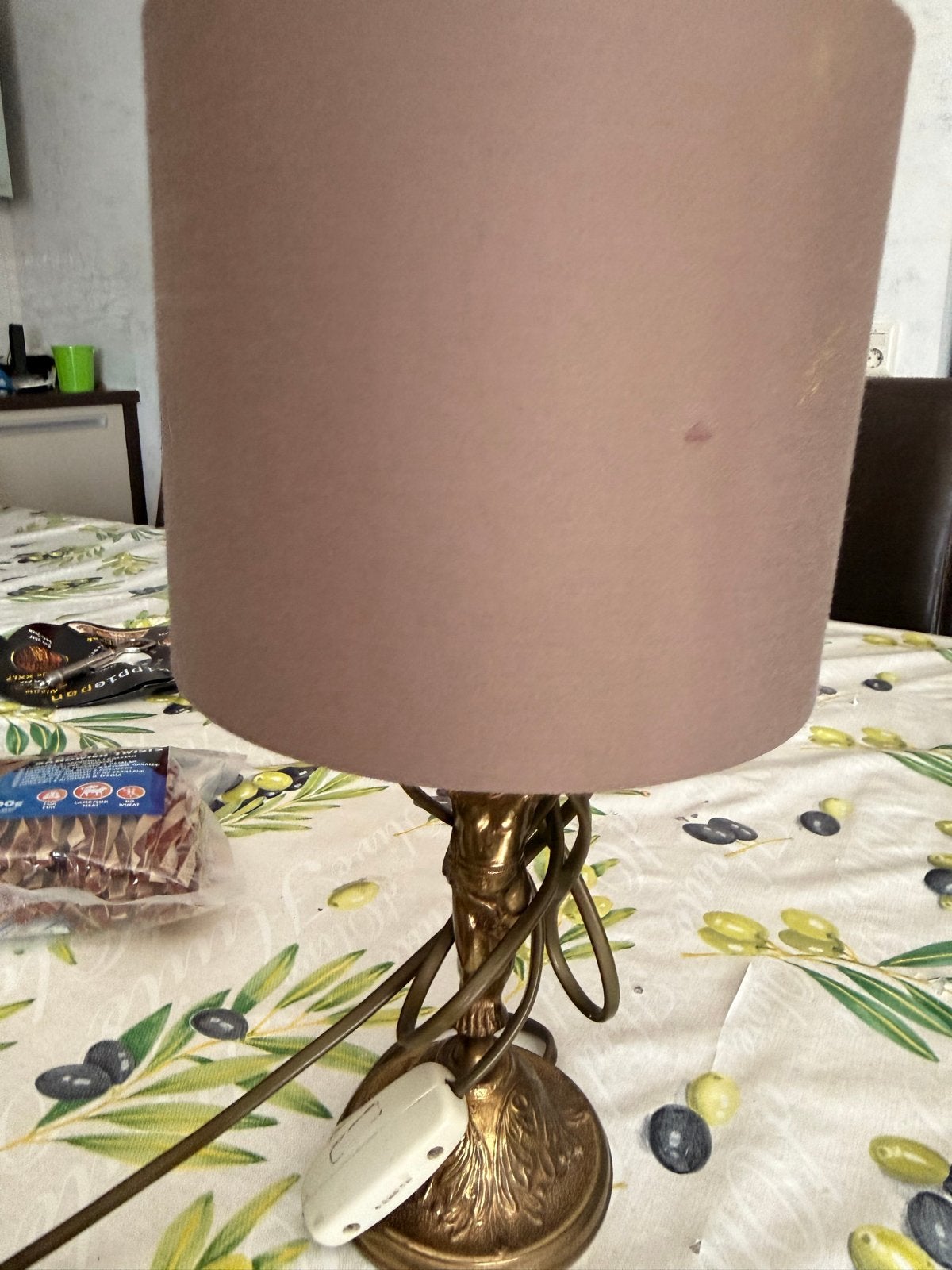 Vintage/antiek  Tafellamp met coper Beeld, Gebruikt, Overige merken, Vintage, Met kap