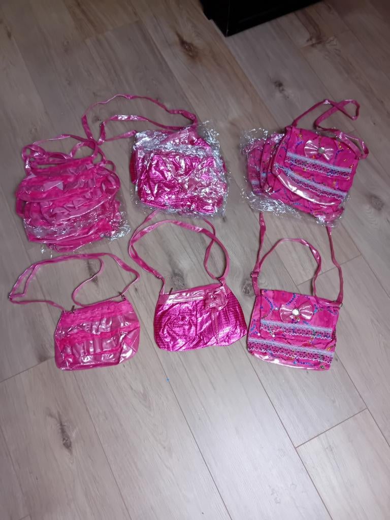 Roze glitter tasjes voor meisjes - set van 18, Ophalen of Verzenden, Gebruikt, Roze