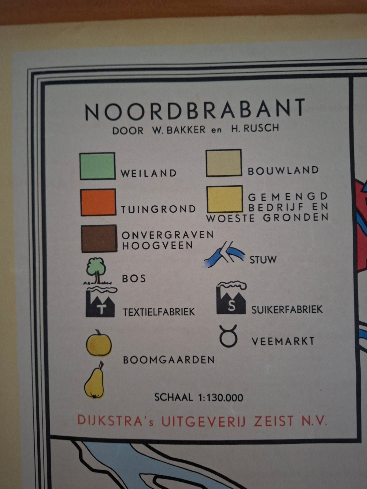 Foto 2 van Oude schoolkaart Noord-Brabant door W. Bakker en H. Rusch