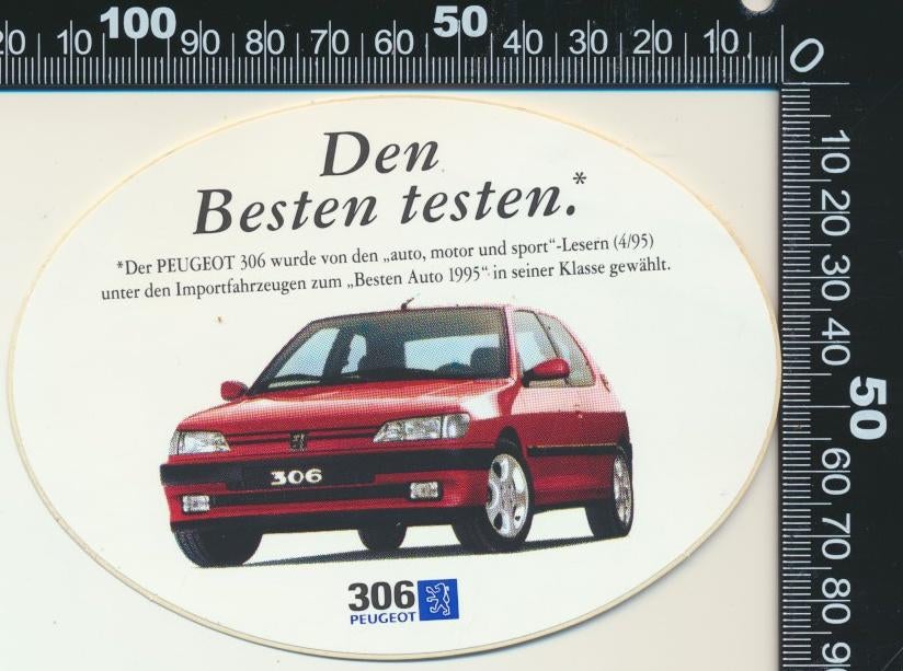 Sticker: Peugeot - 306 - Den besten testen, Ophalen of Verzenden, Zo goed als nieuw, Auto of Motor