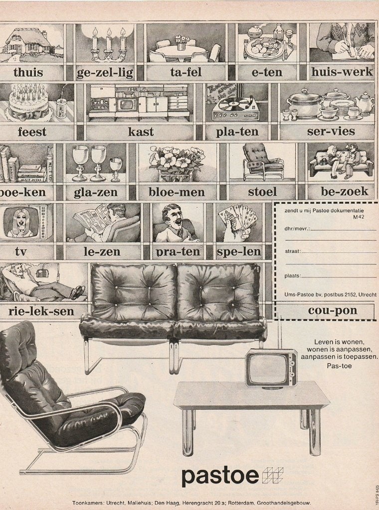 Retro reclame1973 Pastoe Utrecht aap Noot Mies bank, Verzamelen, Verzenden, Overige typen
