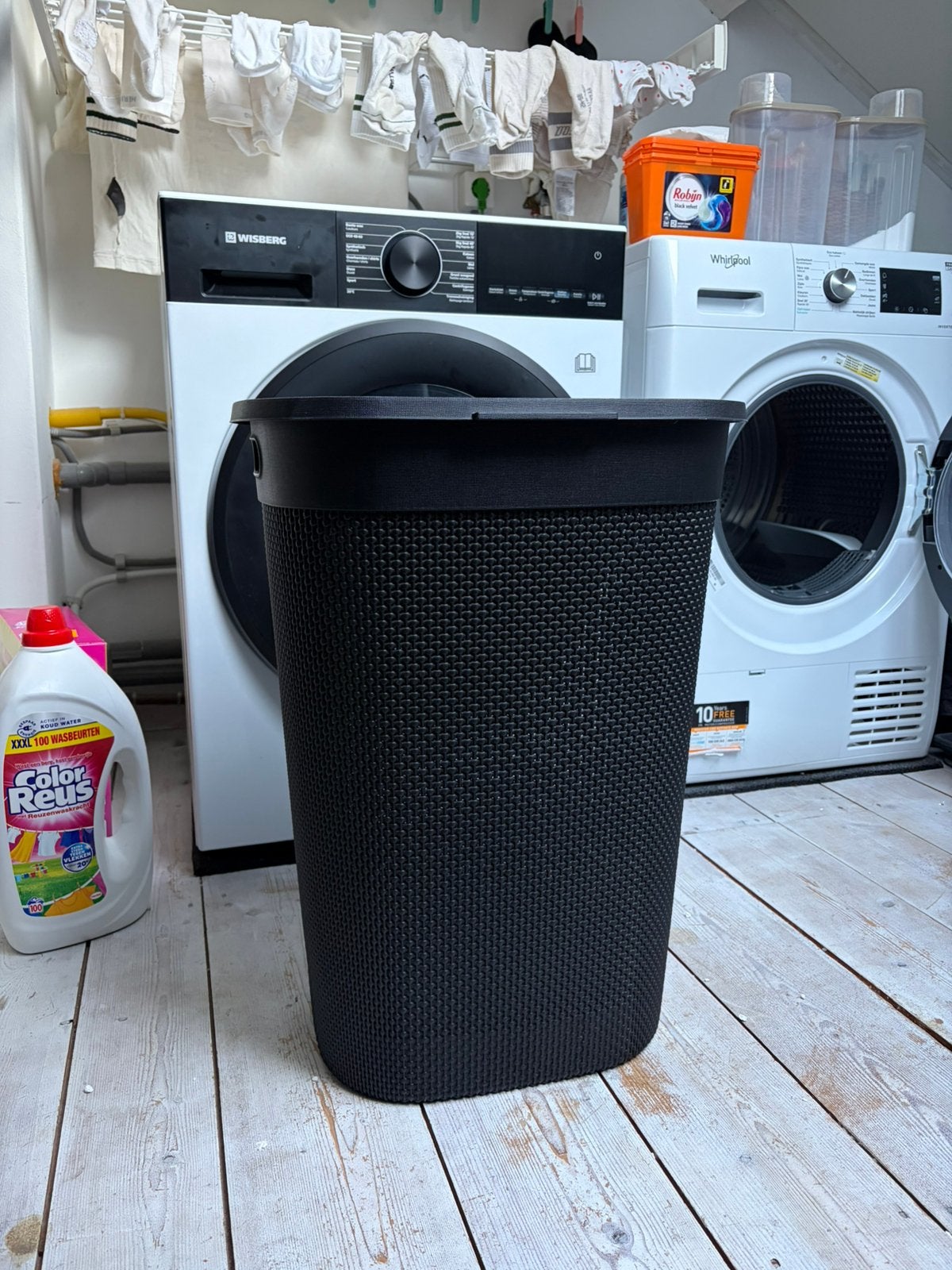 Wasmand zwart/antraciet curver, Ophalen, Zo goed als nieuw, Zwart
