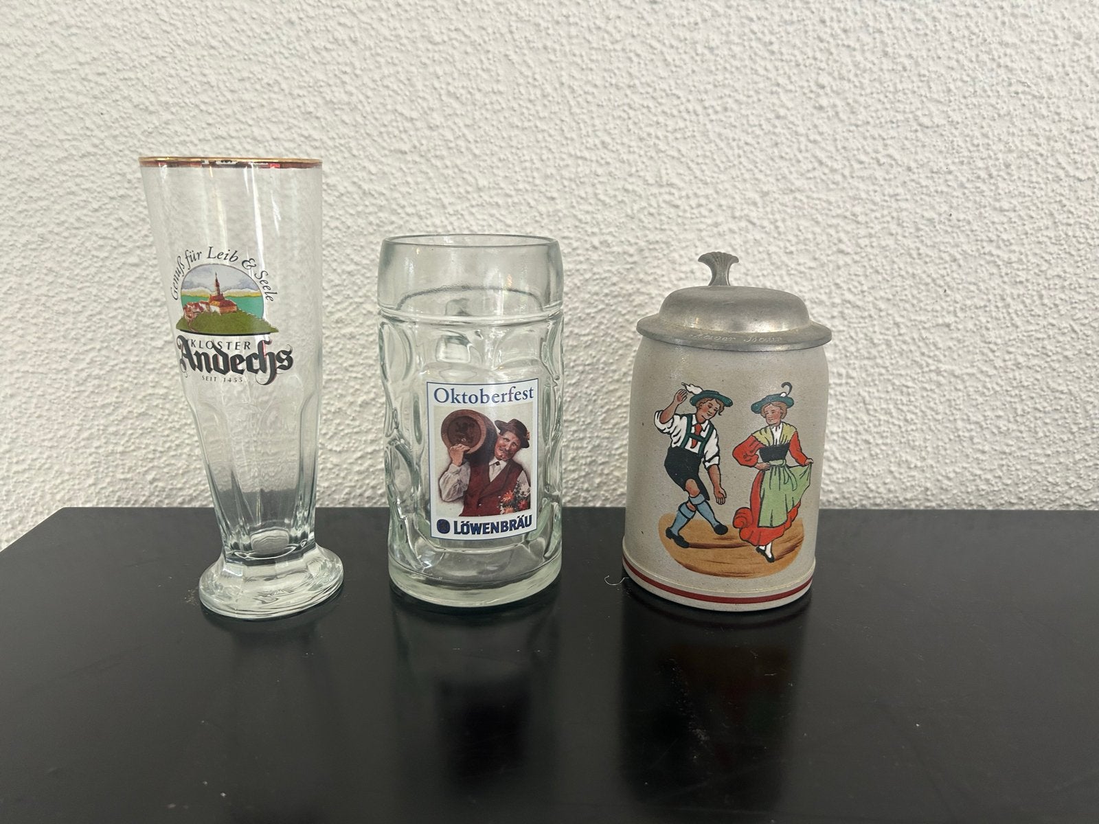 Bierpullen en bierglazen - Oktoberfest, Andechs, Löwenbräu, Vintage, Gebruikt, Meerkleurig, Ophalen of Verzenden