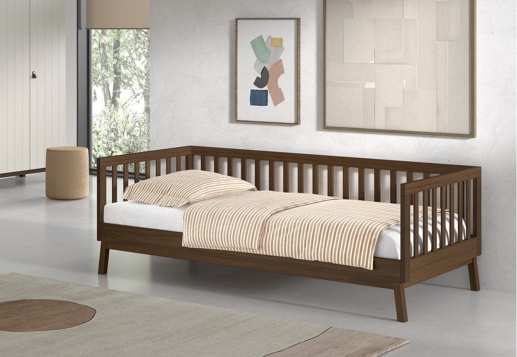 Sezane kajuitbed/bedbank - 90x200 - Walnoot, Niet ingevuld, Niet ingevuld, Niet ingevuld