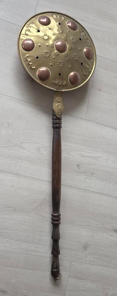 Antieke Koperen Beddenpan met Houten Handvat, Antiek en Kunst, Ophalen