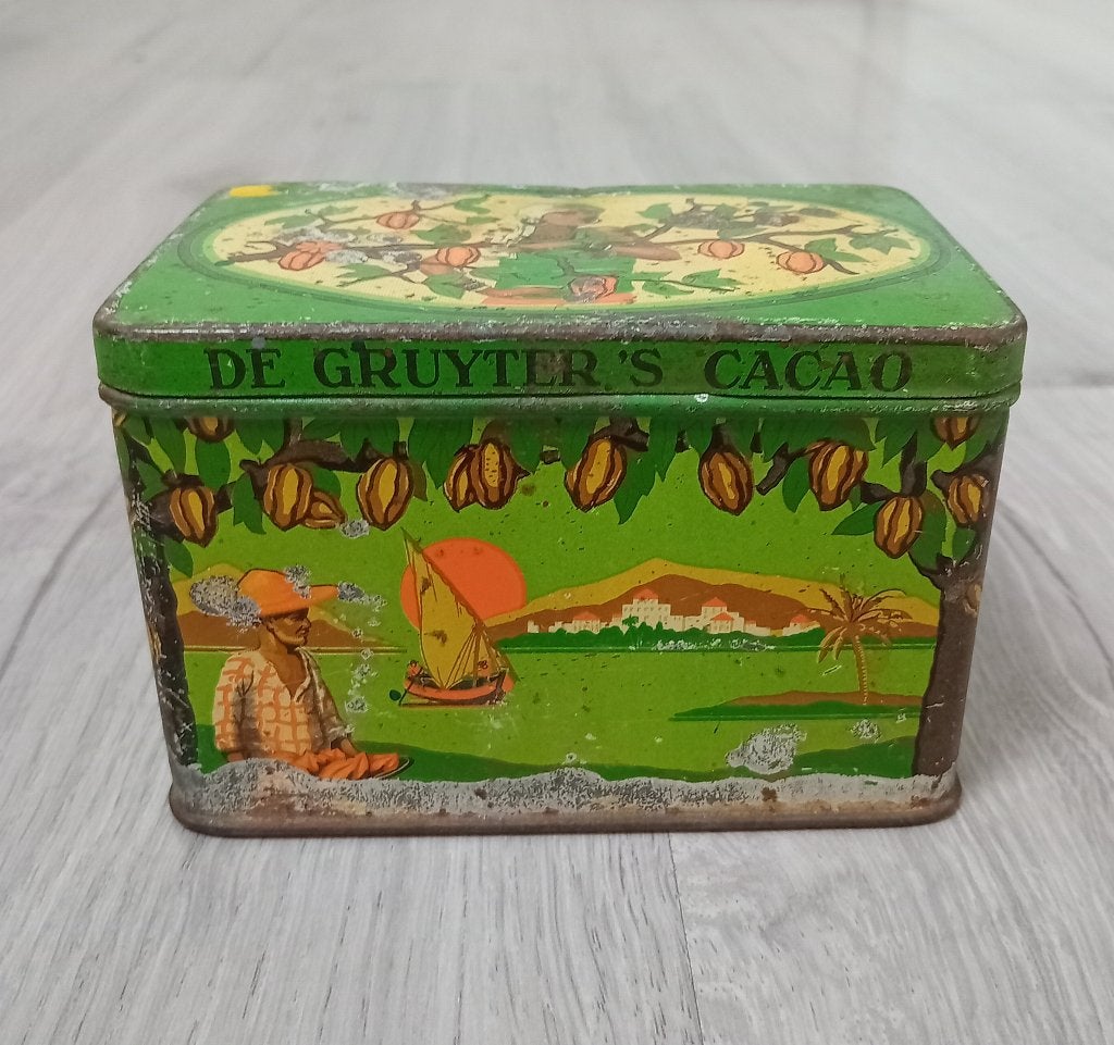 cacao blik de gruyters groen, Verzamelen, Blikken, Verzenden, Gebruikt, Overige